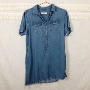 BlankNYC | Distressed Chambray Shirtdress | Size S